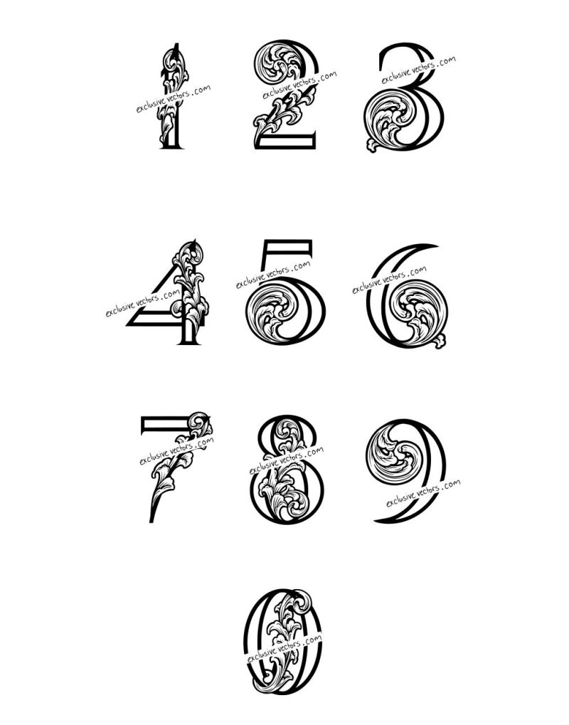 Scrollwork Letters and Numbers – ExclusiveVectors