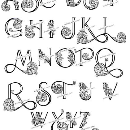 Scrollwork Letters and Numbers
